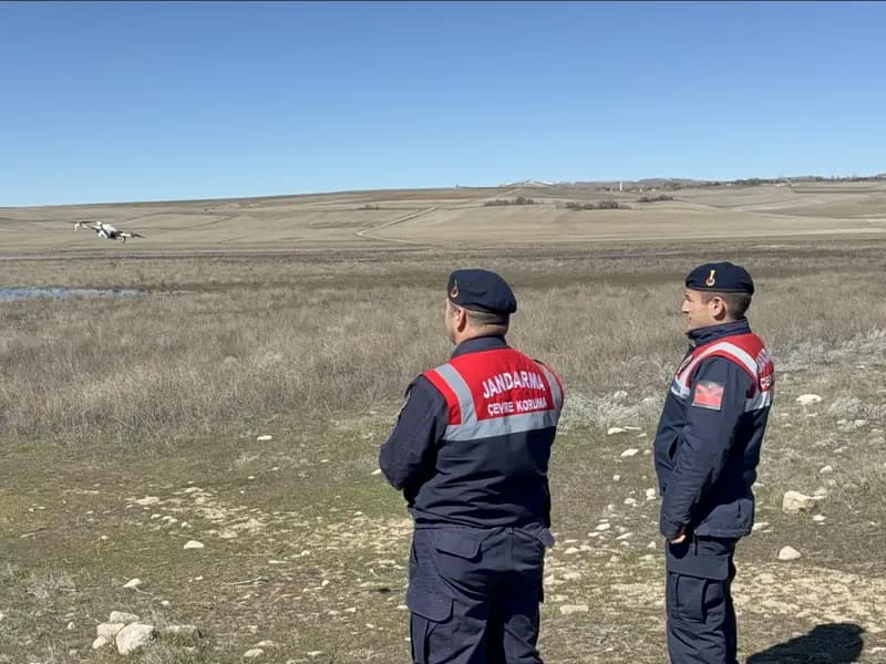 Yozgat'ta Flamingoların Güvenliği İçin Jandarma Devrede